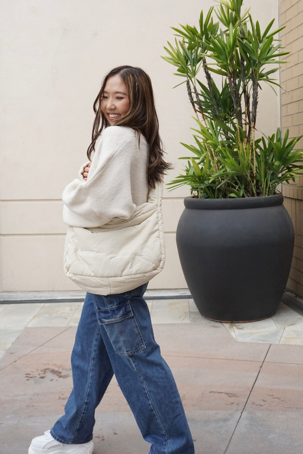 Almond Puffy Plush Bag